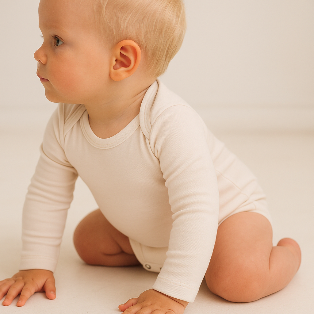 Set de 3 body-uri cu mânecă lungă și decolteu rotund, confecționate din lână merinos 100% organică