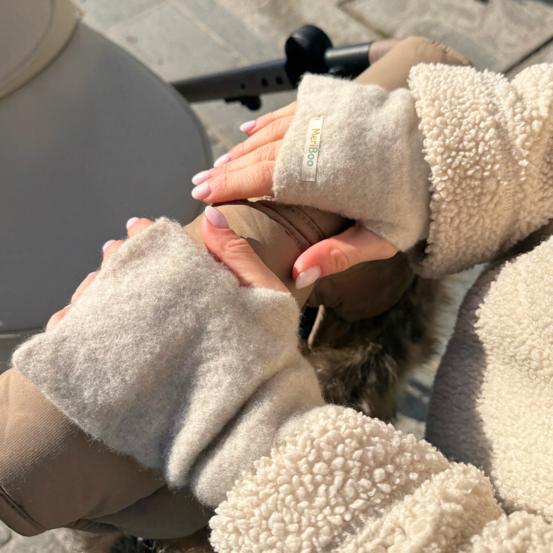 Organic merino wool fingerless gloves