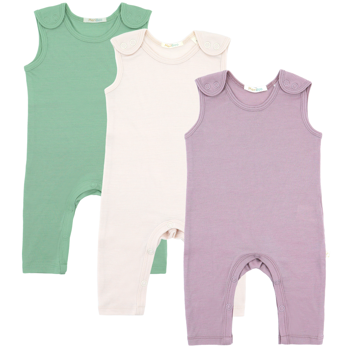 Комплект от 3 броя гащеризони от 100% органично фино мерино с копчета на раменете