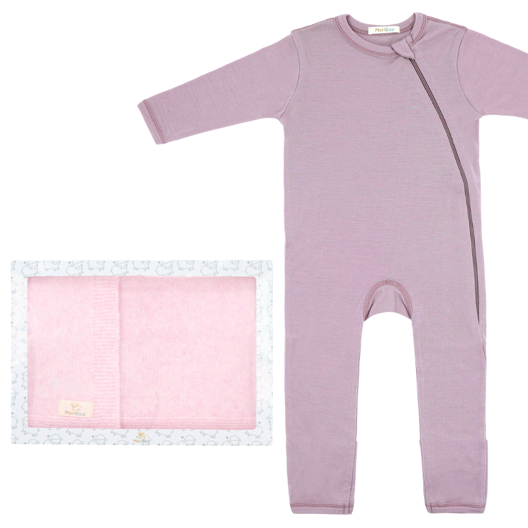 MeriBoo set - romper + blanket made of certified merino "Sweet Dreams"