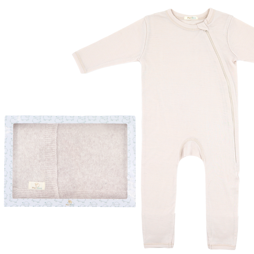 MeriBoo set - romper + blanket made of certified merino "Sweet Dreams"