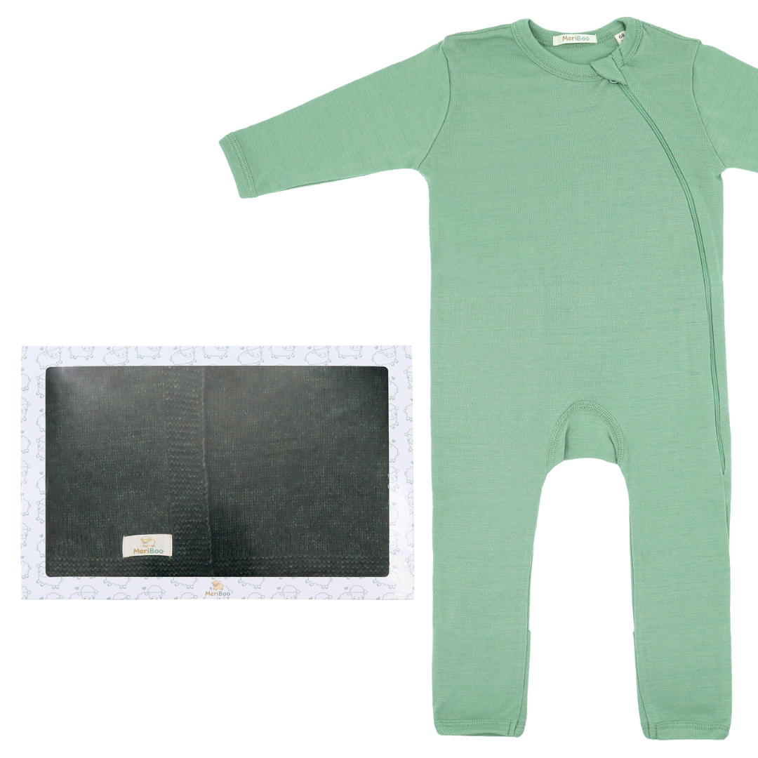 MeriBoo set - romper + blanket made of certified merino "Sweet Dreams"