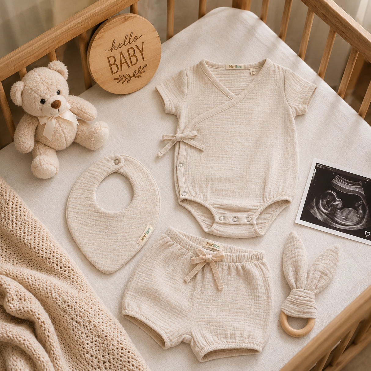 Súprava na prepúšťanie "First Summer" z 100% organickej mušelínu