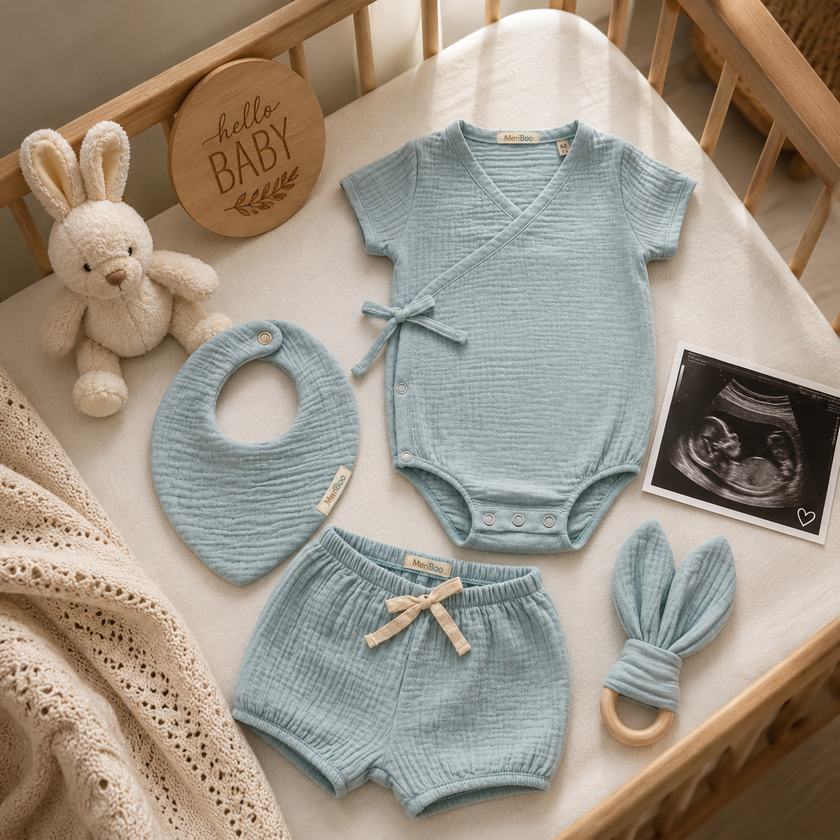 Súprava na prepúšťanie "First Summer" z 100% organickej mušelínu