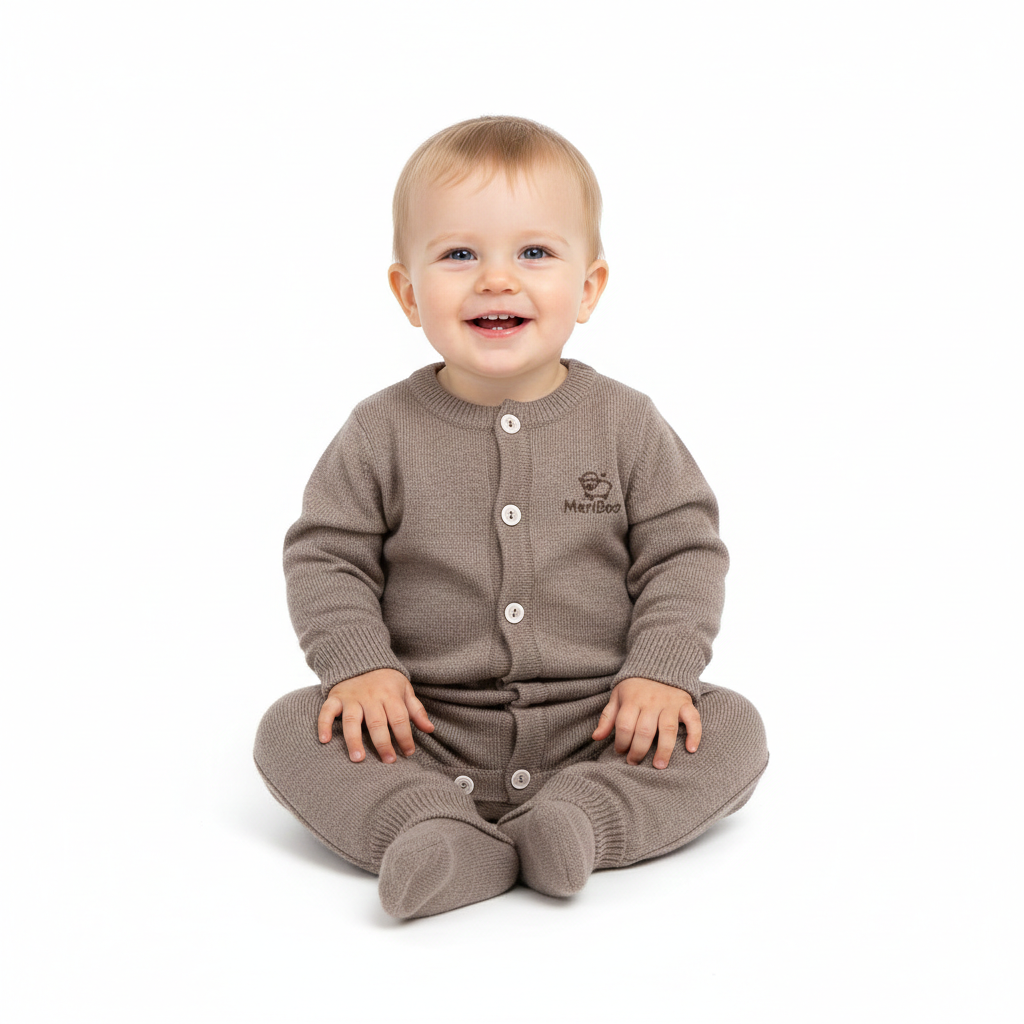 Плетен гащеризон (ромпър) от 100% органична мериносова вълна