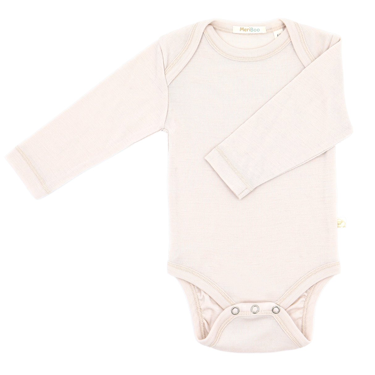 Set of 3 long-sleeved bodysuits with a round neckline made of 100% organic merino wool
