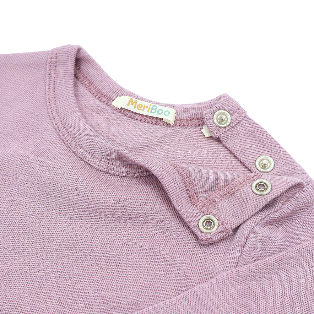 Set de 3 body-uri cu mânecă lungă și decolteu cu capse, confecționate din lână merinos 100% organică