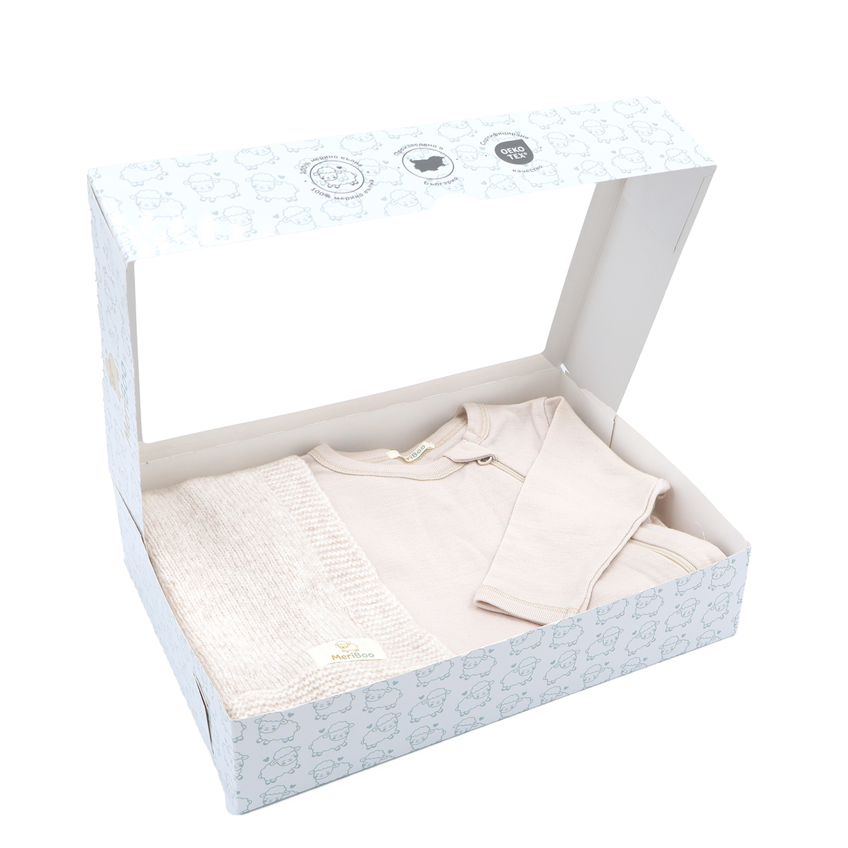 MeriBoo set - romper + blanket made of certified merino "Sweet Dreams"