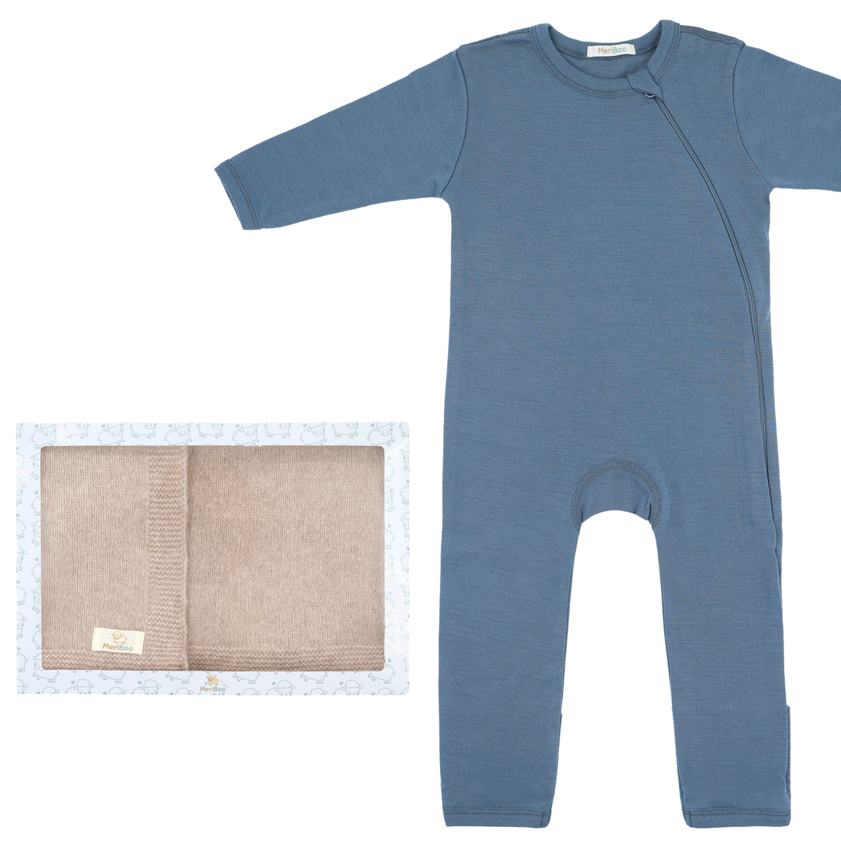 MeriBoo set - romper + blanket made of certified merino "Sweet Dreams"