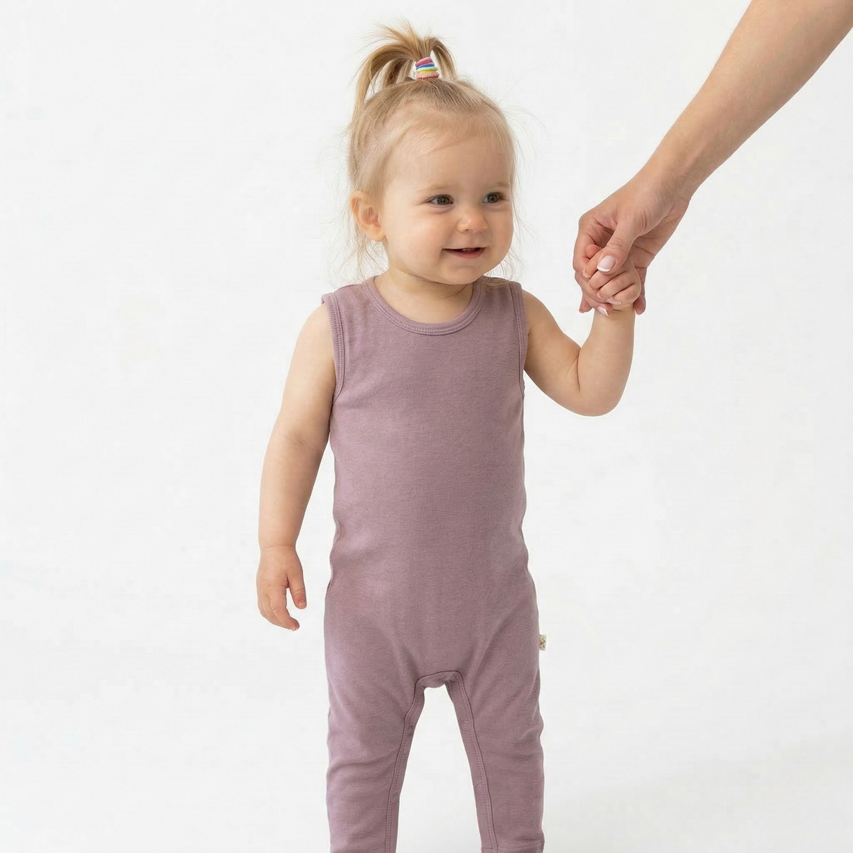 Romper (playsuit) made of 100% organic fine merino with shoulder buttons