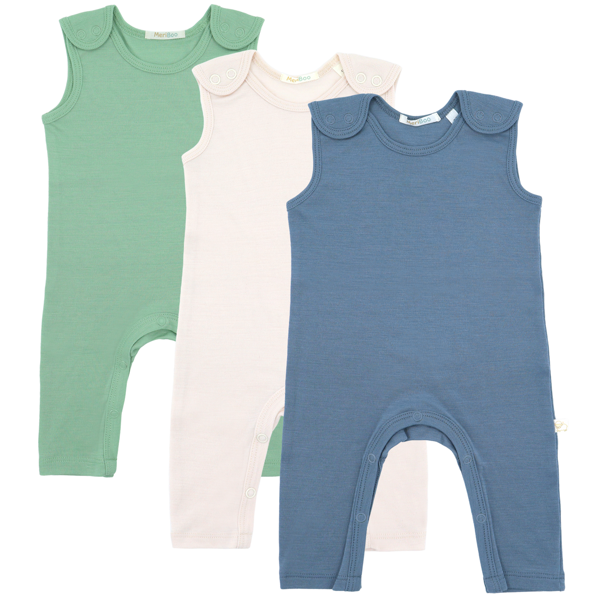 Комплект от 3 броя гащеризони от 100% органично фино мерино с копчета на раменете