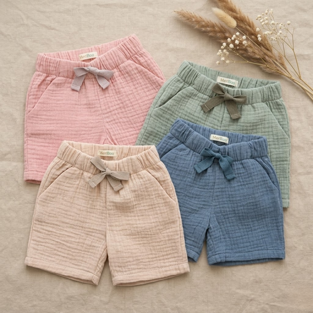 Pantaloni scurți „Soft Breeze” din 100% muselină organică
