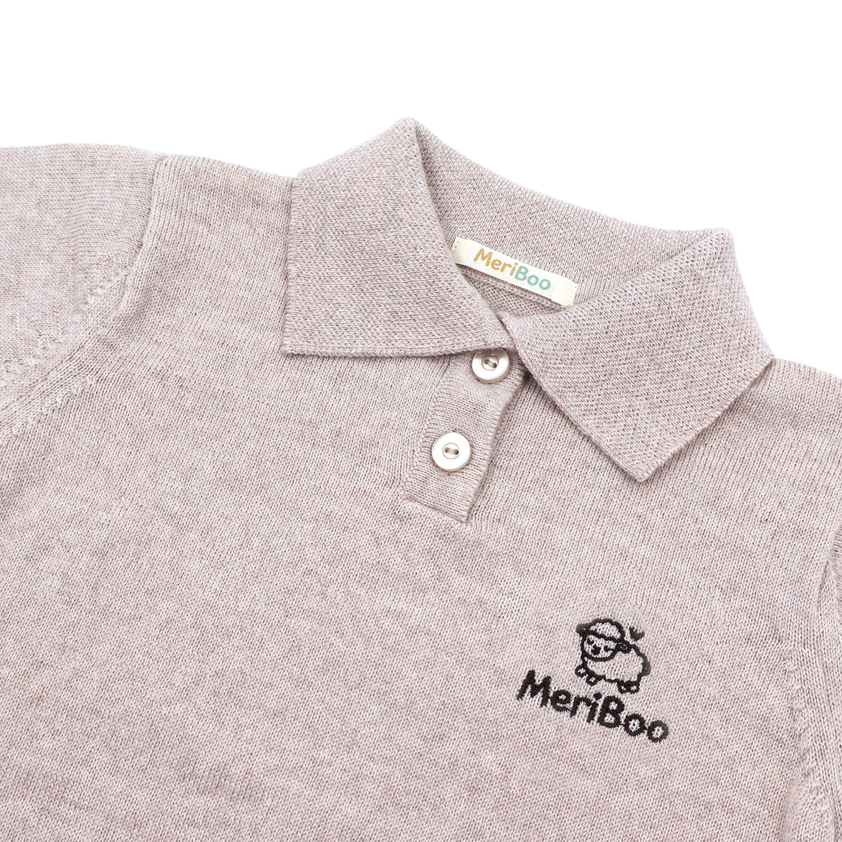 Bluză tricotată pentru copii cu guler din 100% lână merino organică