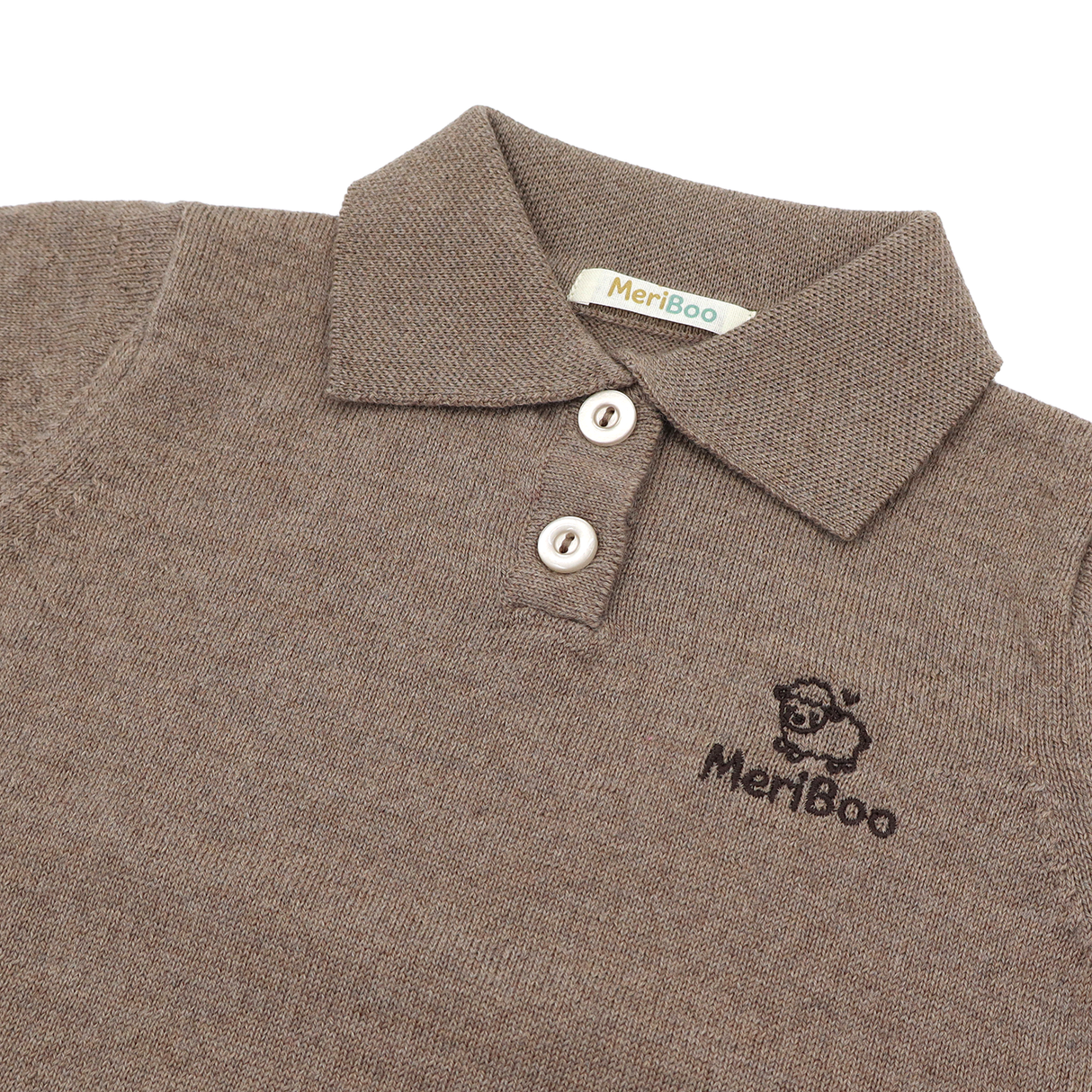 Bluză tricotată pentru copii cu guler din 100% lână merino organică