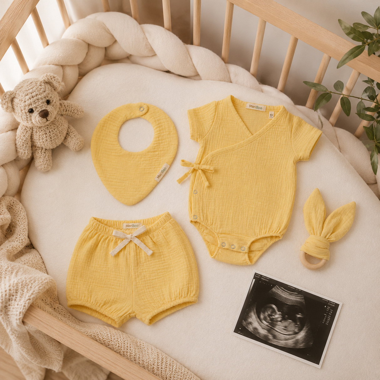 Súprava na prepúšťanie "First Summer" z 100% organickej mušelínu