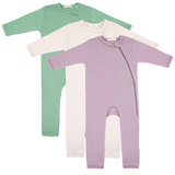 Set de 3 salopete din lână merinos 100% organică cu fermoar lateral