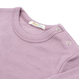 Set of 3 long-sleeved bodysuits with button-down neckline made of 100% organic merino wool