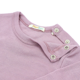 Set of 3 long-sleeved bodysuits with button-down neckline made of 100% organic merino wool