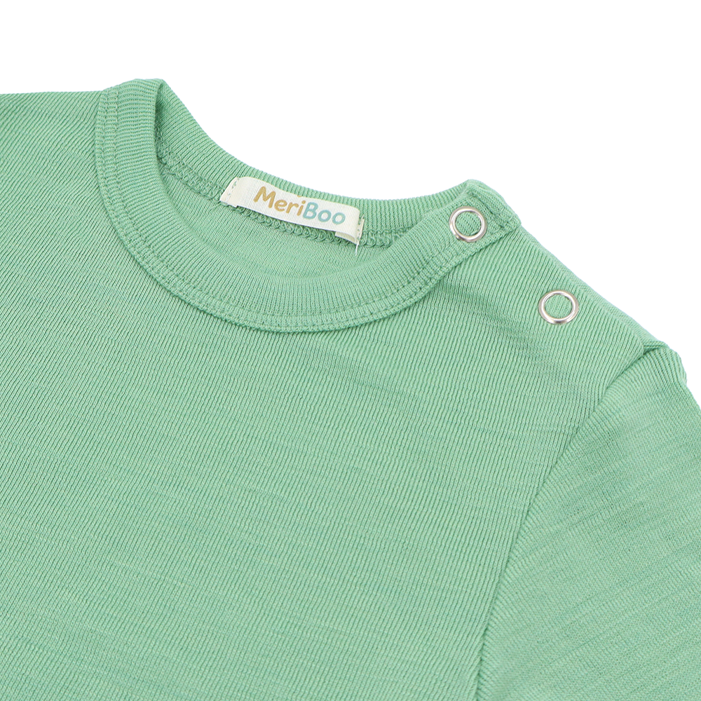 Set of 3 long-sleeved bodysuits with button-down neckline made of 100% organic merino wool