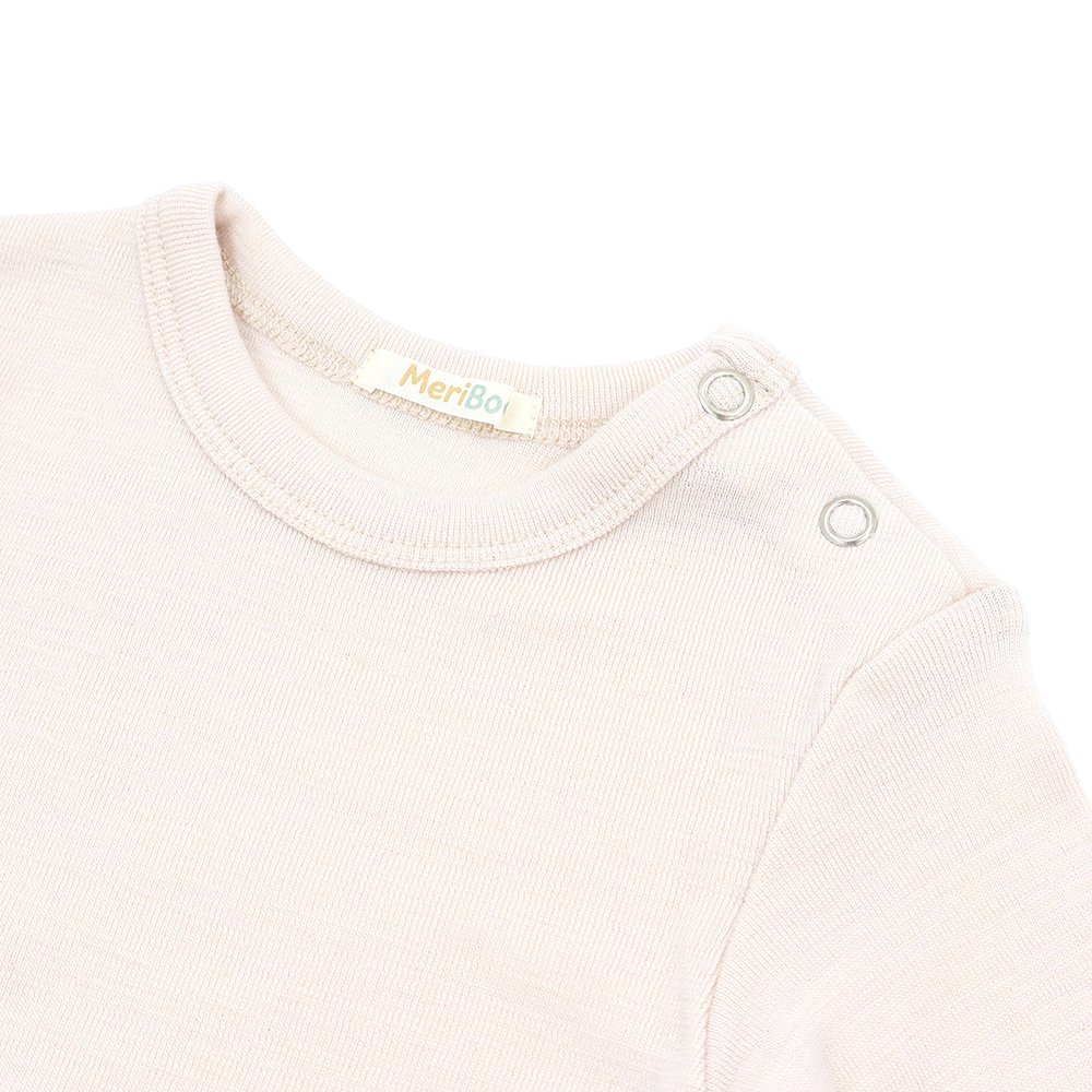 Set of 3 long-sleeved bodysuits with button-down neckline made of 100% organic merino wool