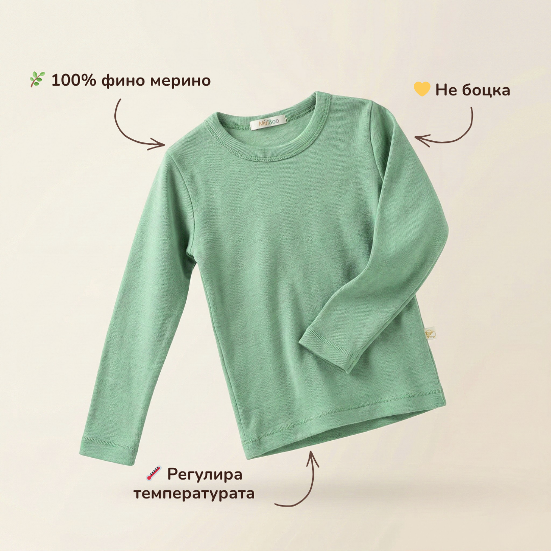 Блуза с дълъг ръкав от 100% сертифицирано фино мерино