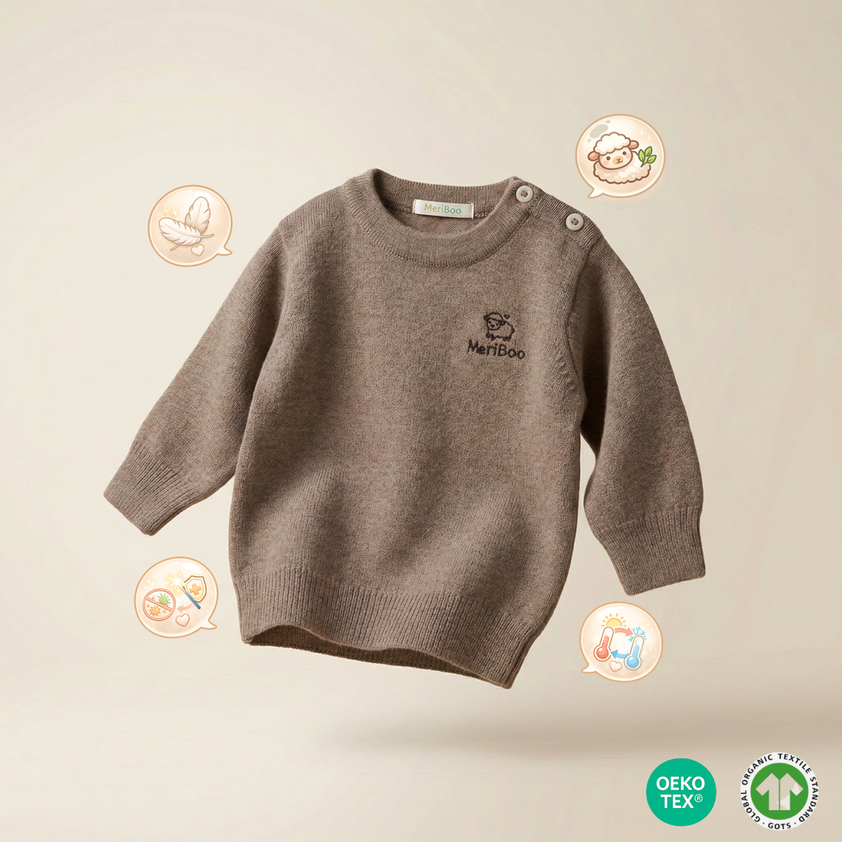 Bluză tricotată din lână merinos 100% organică