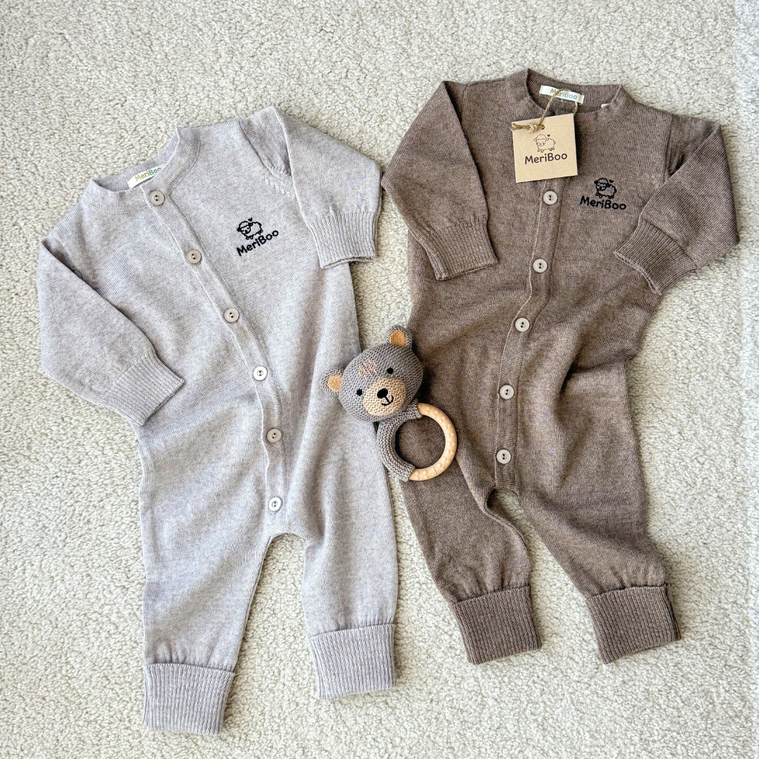 Плетен гащеризон (ромпър) от 100% органична мериносова вълна