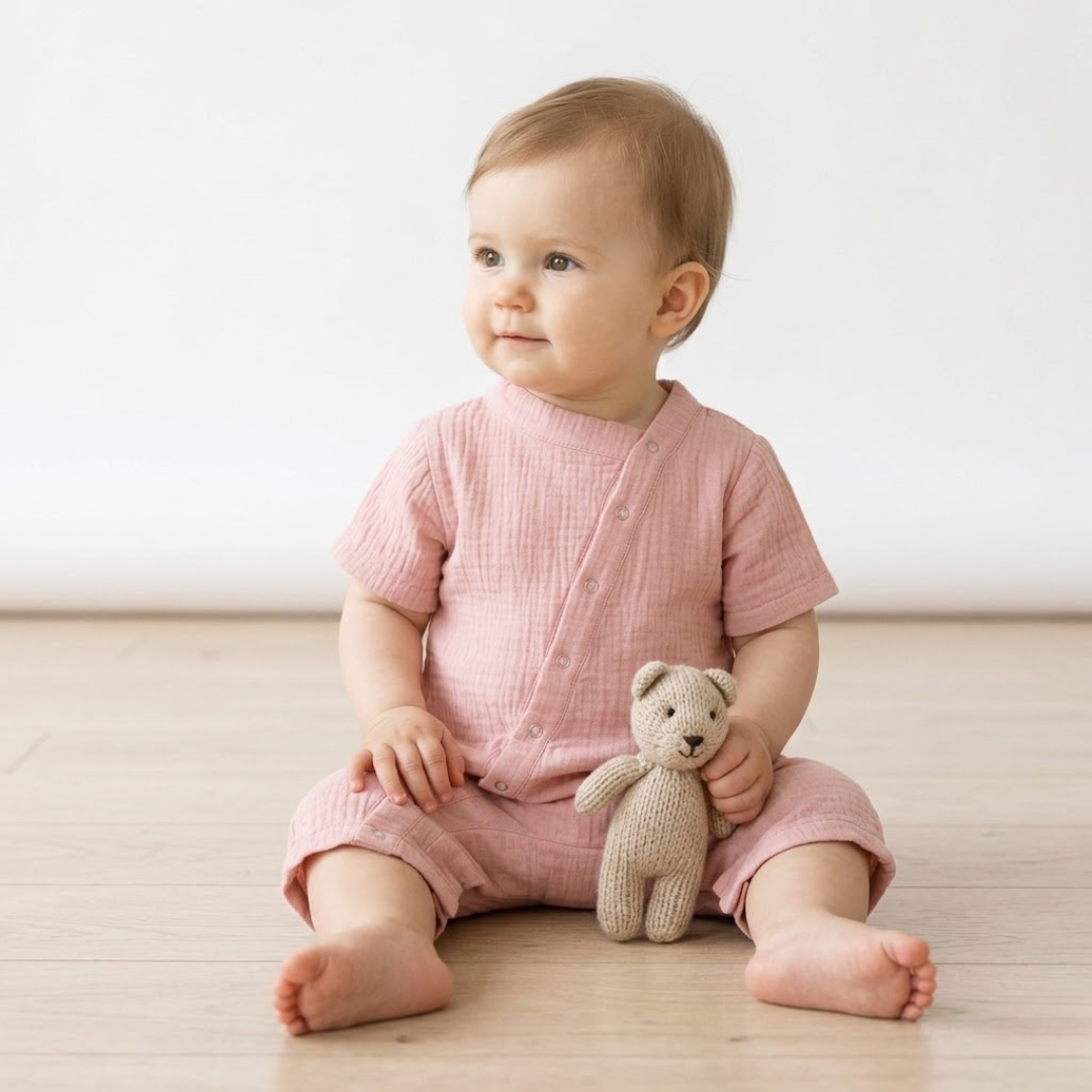 "Soft Breeze" romper made from 100% organic muslin