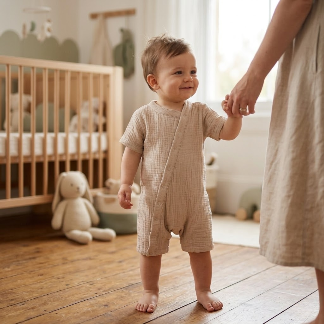 "Soft Breeze" romper made from 100% organic muslin