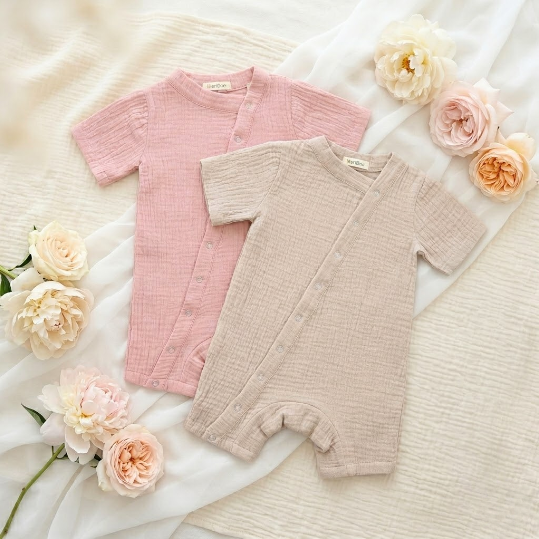 "Soft Breeze" romper made from 100% organic muslin