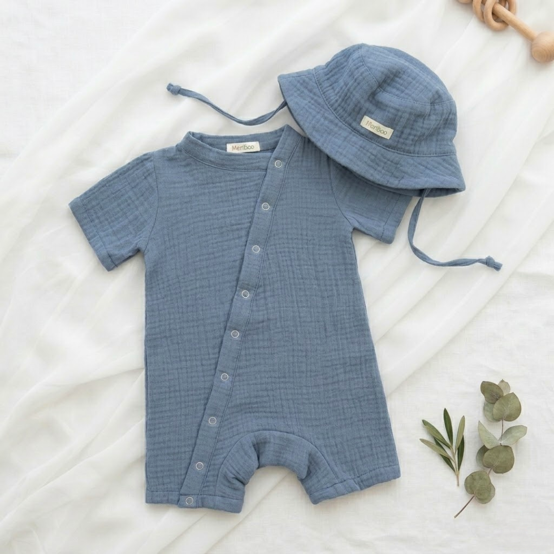 "Soft Breeze" romper made from 100% organic muslin