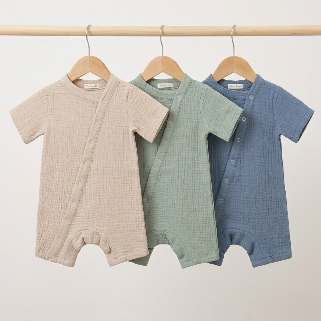 "Soft Breeze" romper made from 100% organic muslin
